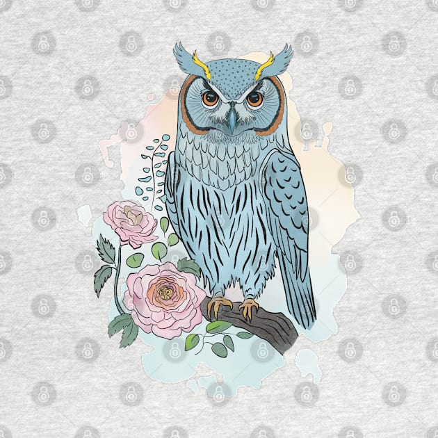 Owl blue by Ange art